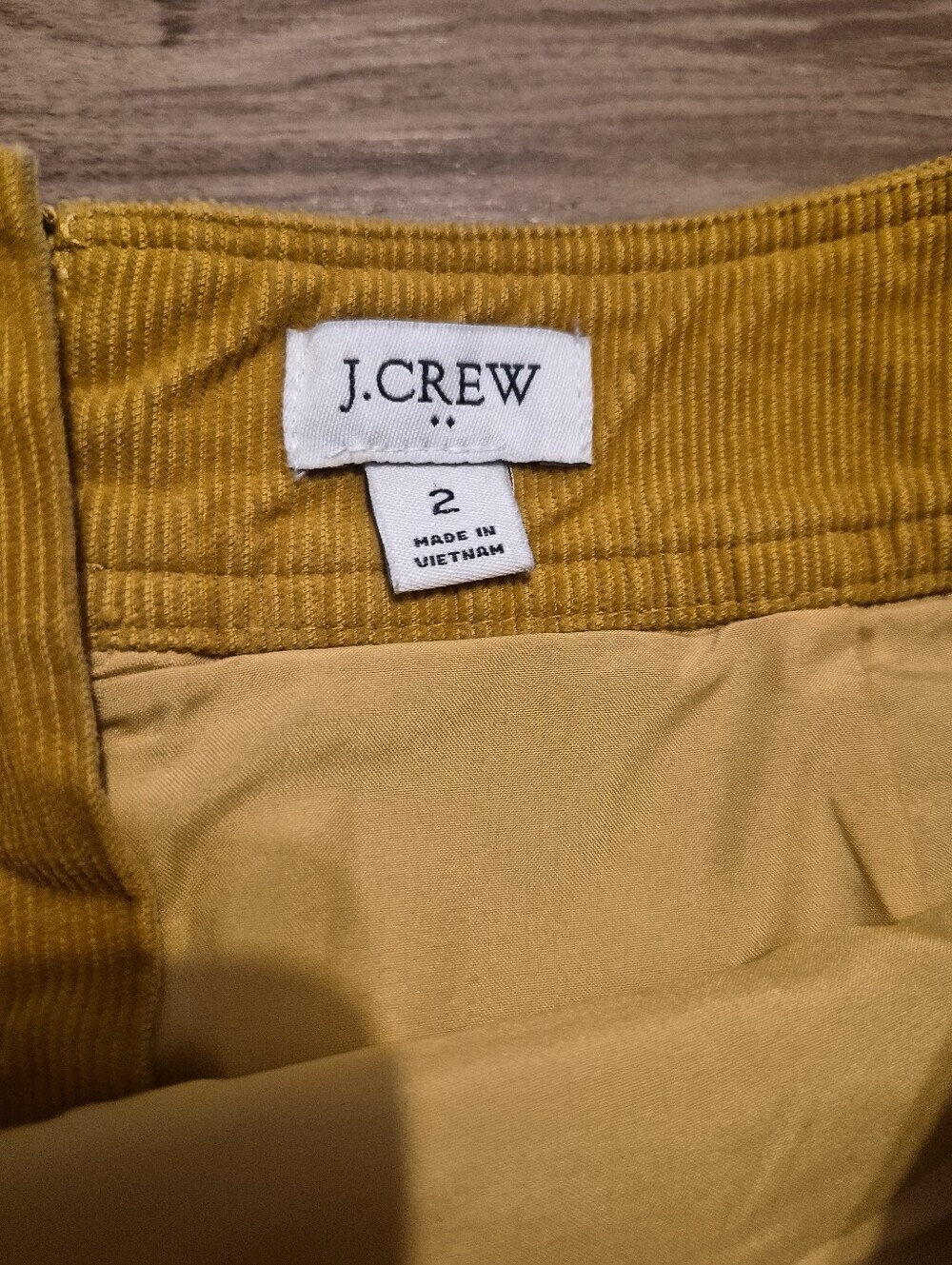 J. Crew Corduroy Fully Lined Mustard Yellow Mini Skirt Size 2 - Picture 2 of 5